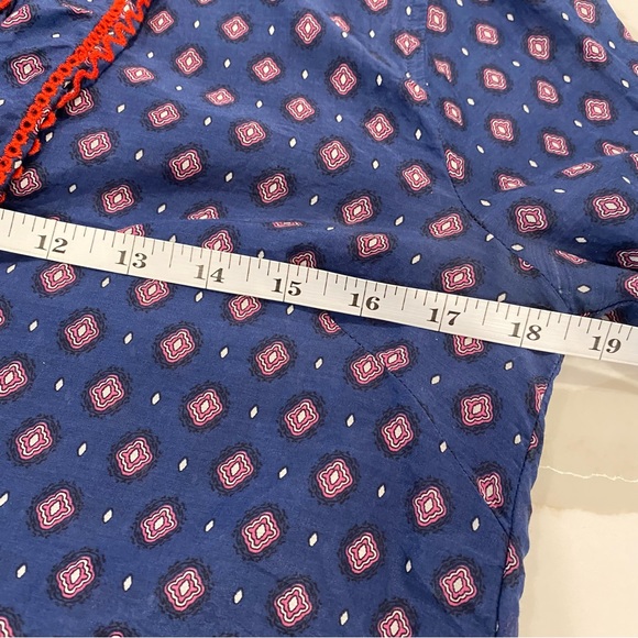 J.Crew Boho Blue  Bell Sleeve Ruffle Blouse - Picture 7 of 9